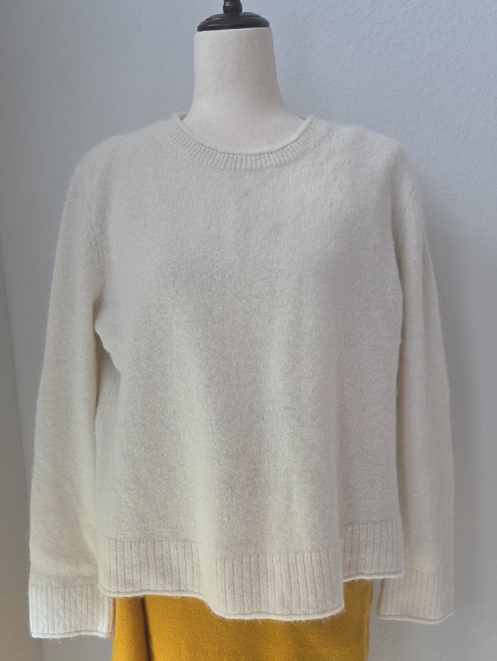 dylan Everyday Blanket Stitch Sweater Alpaca Wool Crewneck White Large Soft